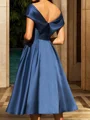 A-line/Princess Silk like Satin V-neck Sleeveless Tea-Length Mother of the Bride Dress