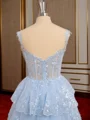 A-line Tulle Off-the-Shoulder Appliques Lace Court Train Corset Dress
