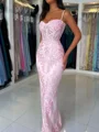 Sheath Spaghetti Straps Appliques Lace Floor-Length Tulle Corset Dress