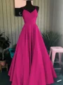A-Line/Princess Spaghetti Straps Floor-Length Satin Prom Dresses With Ruffles