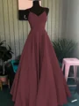 A-Line/Princess Spaghetti Straps Floor-Length Satin Prom Dresses With Ruffles