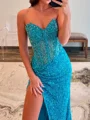 Sheath Sweetheart Beading Sweep Train Velvet Sequins Dress