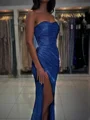Sheath/Column Sweetheart Sleeveless Floor-Length Leg Slit Dress