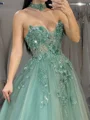 A-line Sweetheart Appliques Lace Floor-Length Tulle Corset Dress