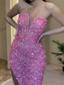 Sheath Straight Sequin Sweep Train Dress