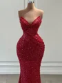 Sheath V-neck Sequin Floor-Length Dress