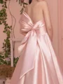 A-line Straight Floor-Length Satin Dress