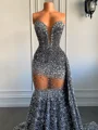 Sheath Sweetheart Rhinestone Court Train Dress