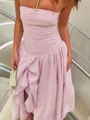 A-line Taffeta Straight Sleeveless Ankle-Length Prom Dresses