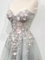 A-line Sweetheart Appliques Lace Floor-Length Tulle Corset Prom Dress
