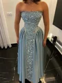 A-line Straight Sequin Floor-Length Corset Prom Dress