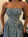 A-line Straight Sequin Floor-Length Corset Prom Dress