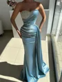 Sheath Sweetheart Rhinestone Sweep Train Charmeuse Corset Prom Dress