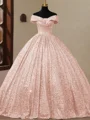Ball-Gown Off-the-Shoulder Floor-Length Corset Prom Dress