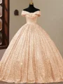 Ball-Gown Off-the-Shoulder Floor-Length Corset Prom Dress