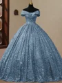 Ball-Gown Off-the-Shoulder Floor-Length Corset Prom Dress