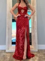 Sheath Halter Sweep Train Prom Dress
