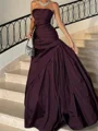 A-line Straight Pleated Floor-Length Taffeta Corset Prom Dress