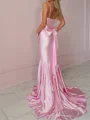 Sheath Spaghetti Straps Beading Court Train Corset Prom Dress