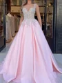 A-line Sweetheart Ruffles Sweep Train Organza Prom Dress