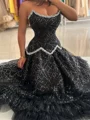 A-line Straight Ruffles Ankle-Length Corset Prom Dress