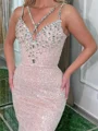 Sheath Sweetheart Sequin Court Train Corset Prom Dress