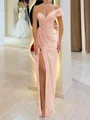 Sheath One-Shoulder Pleated Floor-Length Chiffon Corset Prom Dress