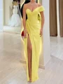 Sheath One-Shoulder Pleated Floor-Length Chiffon Corset Prom Dress