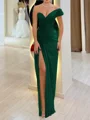 Sheath One-Shoulder Pleated Floor-Length Chiffon Corset Prom Dress