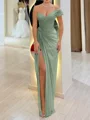 Sheath One-Shoulder Pleated Floor-Length Chiffon Corset Prom Dress