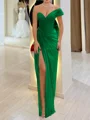 Sheath One-Shoulder Pleated Floor-Length Chiffon Corset Prom Dress