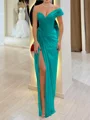 Sheath One-Shoulder Pleated Floor-Length Chiffon Corset Prom Dress