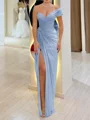 Sheath One-Shoulder Pleated Floor-Length Chiffon Corset Prom Dress