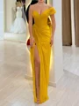Sheath One-Shoulder Pleated Floor-Length Chiffon Corset Prom Dress