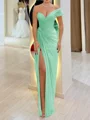 Sheath One-Shoulder Pleated Floor-Length Chiffon Corset Prom Dress