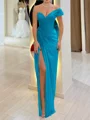 Sheath One-Shoulder Pleated Floor-Length Chiffon Corset Prom Dress