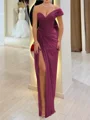 Sheath One-Shoulder Pleated Floor-Length Chiffon Corset Prom Dress