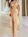 Sheath One-Shoulder Pleated Floor-Length Chiffon Corset Prom Dress