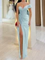 Sheath One-Shoulder Pleated Floor-Length Chiffon Corset Prom Dress