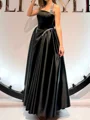 A-line Halter Ruffles Ankle-Length Satin Corset Prom Dress