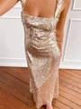 Sheath Square Sequin Ankle-Length Prom Dress