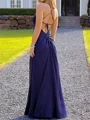 Sheath Square Pleated Floor-Length Charmeuse Corset Prom Dress