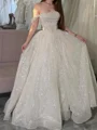A-line Off-the-Shoulder Sequin Floor-Length Sequins Corset Prom Dress