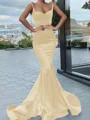 Trumpet/Mermaid Sweetheart Sweep Train Silk Like Satin Prom Dresses