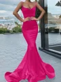 Trumpet/Mermaid Sweetheart Sweep Train Silk Like Satin Prom Dresses