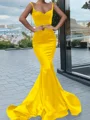 Trumpet/Mermaid Sweetheart Sweep Train Silk Like Satin Prom Dresses