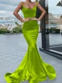 Trumpet/Mermaid Sweetheart Sweep Train Silk Like Satin Prom Dresses