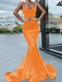 Trumpet/Mermaid Sweetheart Sweep Train Silk Like Satin Prom Dresses