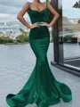 Trumpet/Mermaid Sweetheart Sweep Train Silk Like Satin Prom Dresses