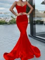 Trumpet/Mermaid Sweetheart Sweep Train Silk Like Satin Prom Dresses